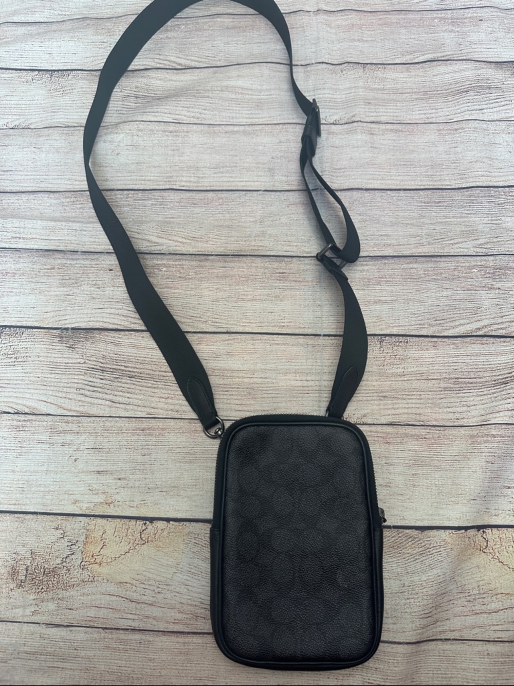 Coach Black Monogram Crossbody Sling Bag Minimal Leather Design Crossbody